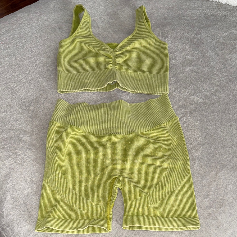 Women's Olive Green Ribbed Set